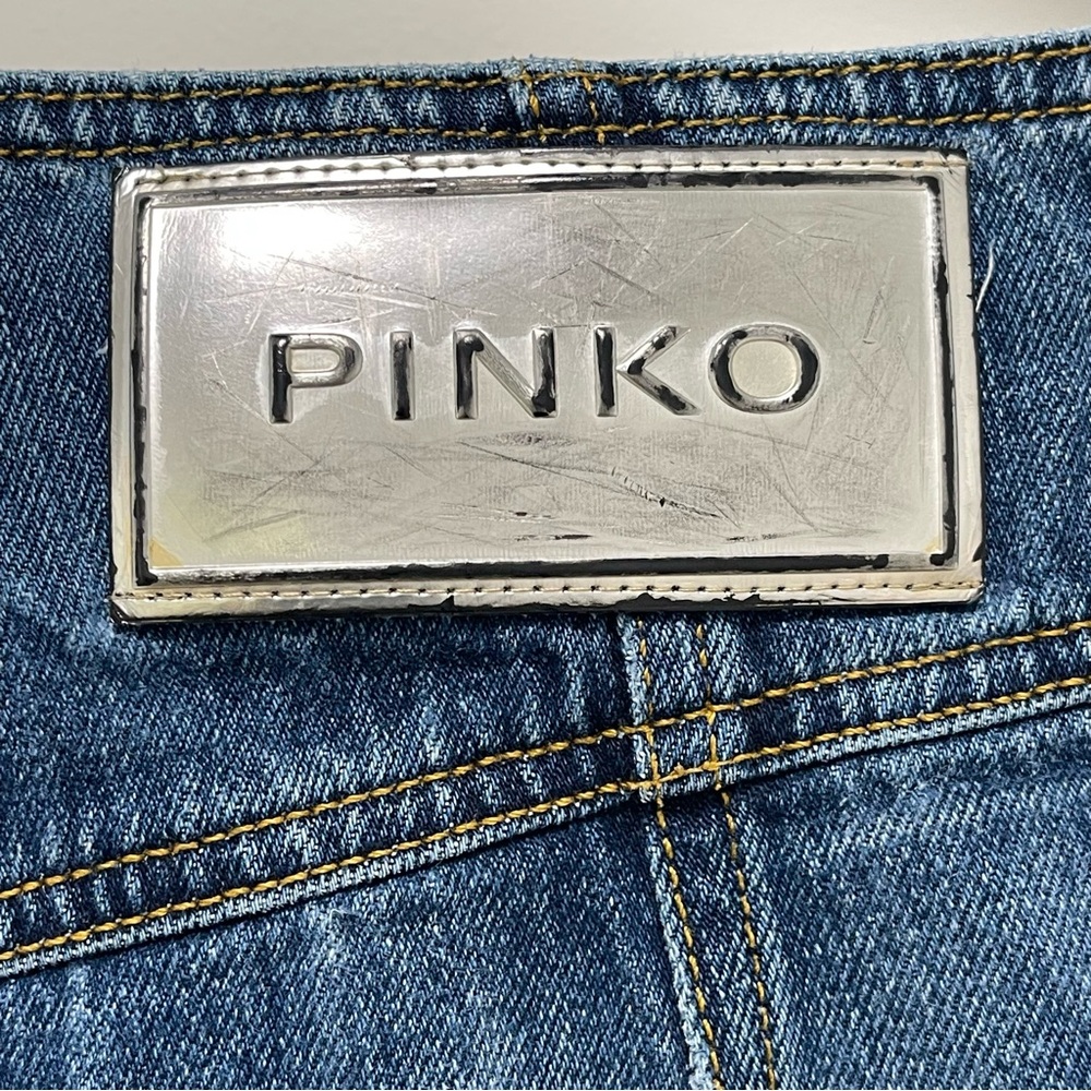 Pinko High Waisted Medium Blue Tapered Jean Size 26 - Picture 10 of 16